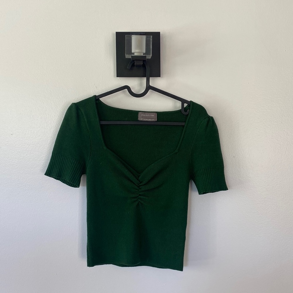Urban Outfitters Green Sweetheart Neckline Sweater Top